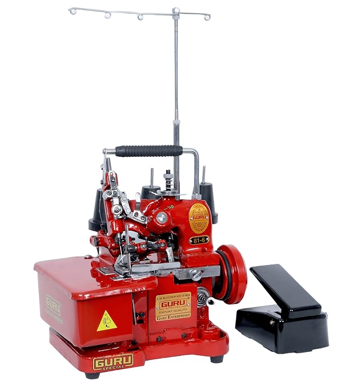 Overlock Sewing Machine With Motor (Model 81-6 Portable, Color - RED)